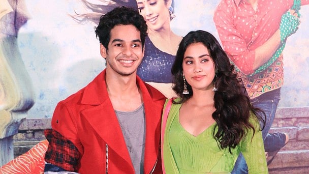 Ishaan Khatter and Janhvi Kapoor at the <i>Dhadak</i> trailer launch. 