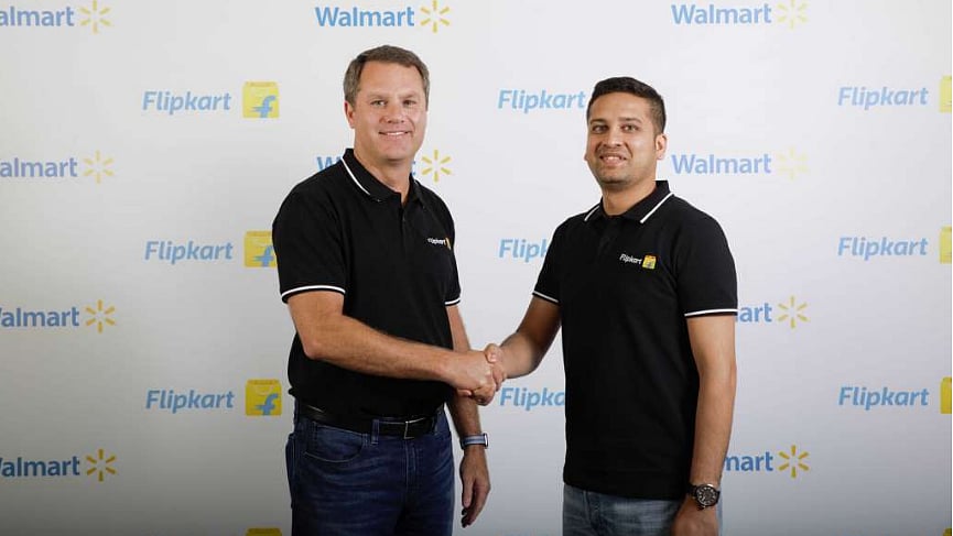 Walmart CEO Doug McMillon with Flipkart Co-Founder and CEO Binny Bansal. 