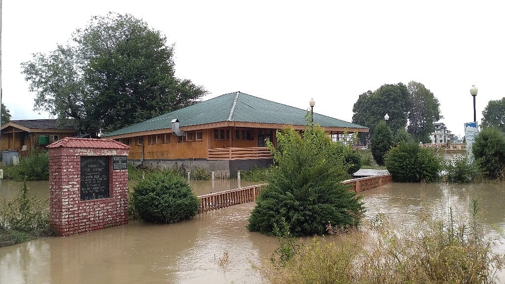 A flooded house in Srinagar