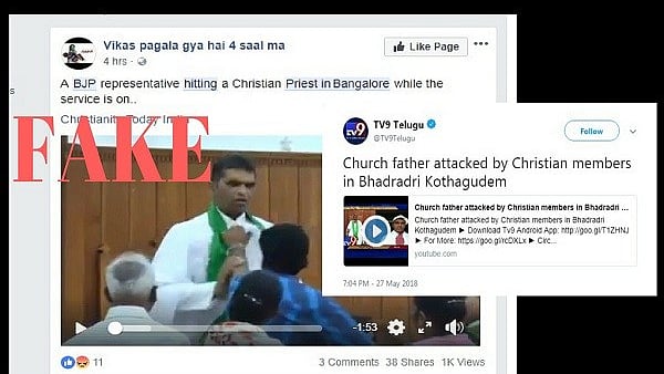 The video shows a Christian priest being a beaten by a man standing in the congregation line.