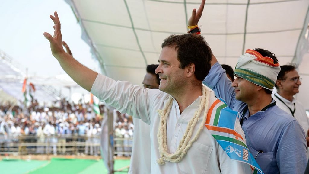 Congress president Rahul Gandhi at the Mandsaur rally.