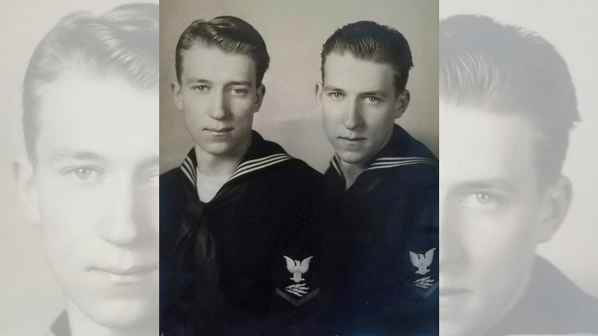 Twin brothers Julius Pieper, left, and Ludwig Pieper in their US Navy uniforms. 