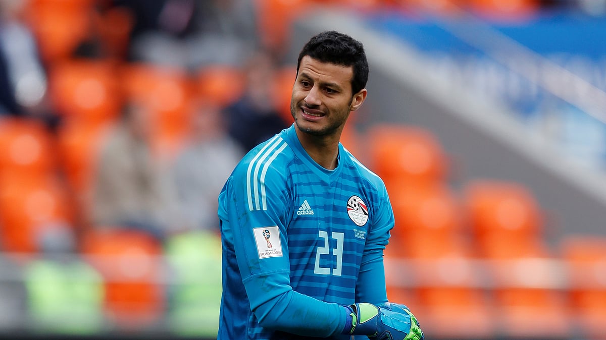 Egypt’s Mohamed El-Shenawy looks dejected after Uruguay’s Jose Gimenez scores their first goal in the FIFA World Cup 2018 match.
