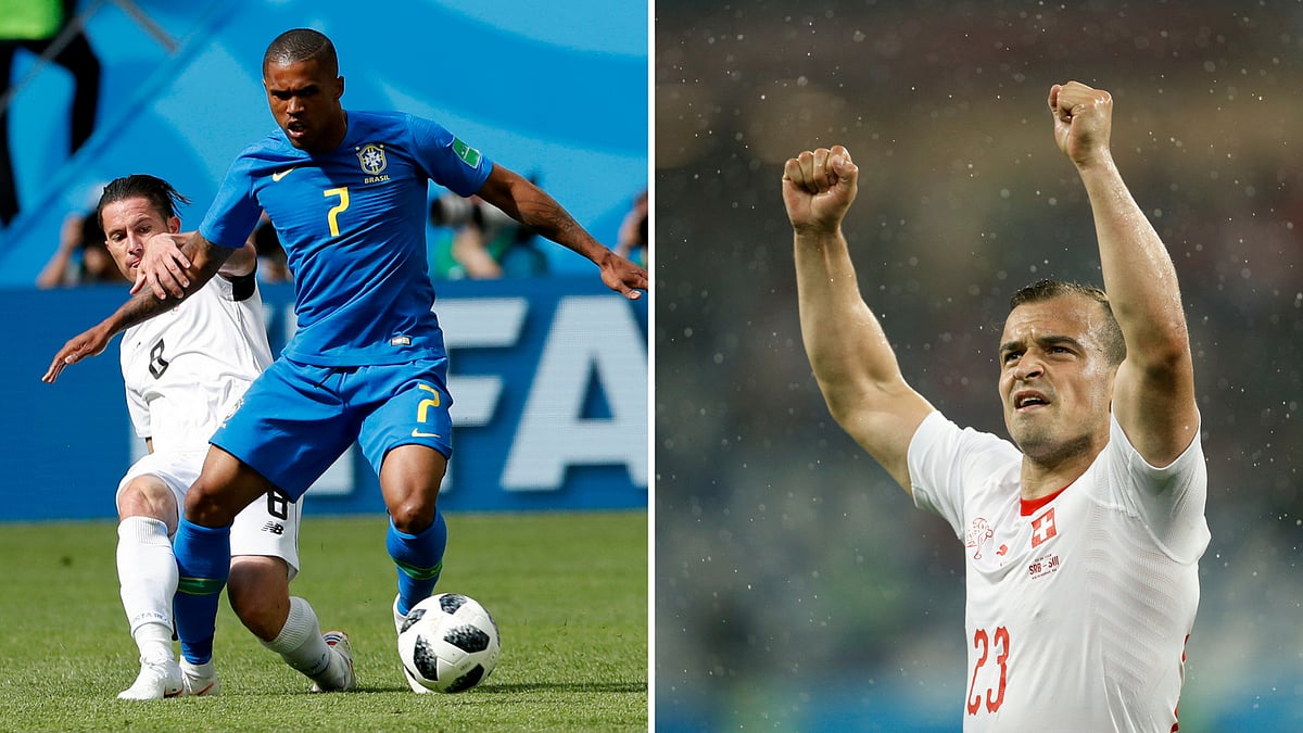  Bryan Oviedo (left) will be hoping to secure Costa Rica’s first goal in the 2018 World Cup. Xherdan Shaqiri hopes to secure Swiss qualification.