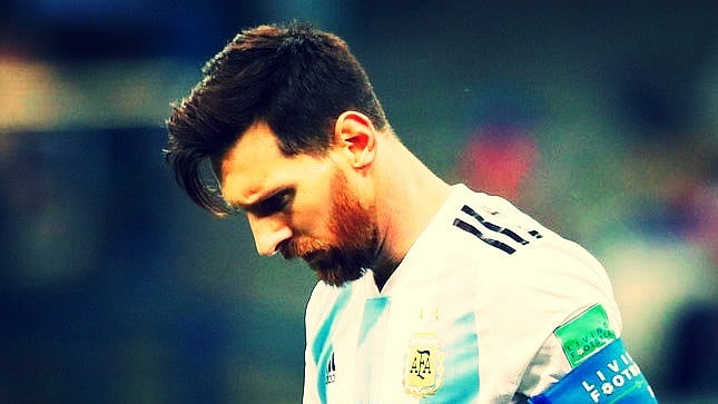Argentina’s Lionel Messi looks down after Croatia’s Luka Modric scored Croatia’s second goal.