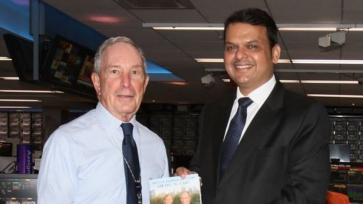 Bloomberg CEO Mike Bloomberg with Maharashtra CM Devendra Fadnavis.