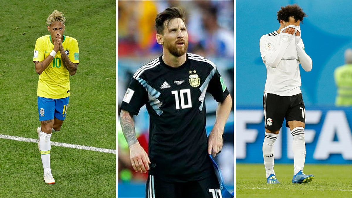 (left to right) Neymar, Messi and Salah were expected to carry their teams this World Cup but have largely proved ineffective