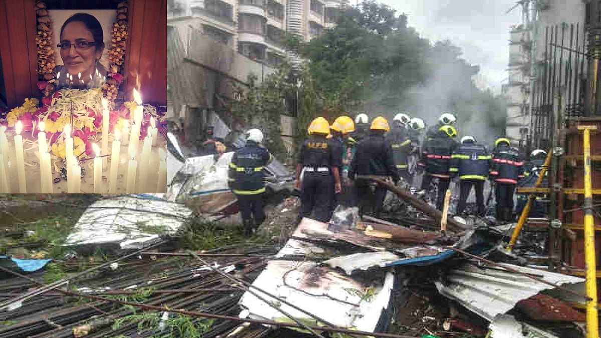 Rescue teams remove debris from the plane crash site. (Inset) Photo of Captain Marya Zuberi who was killed in the crash.