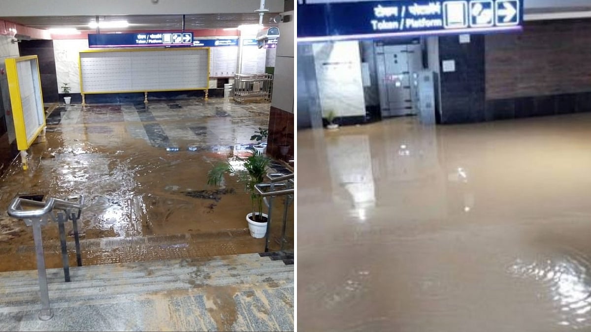 Rainwater leaks into Bhikaji Cama Place.