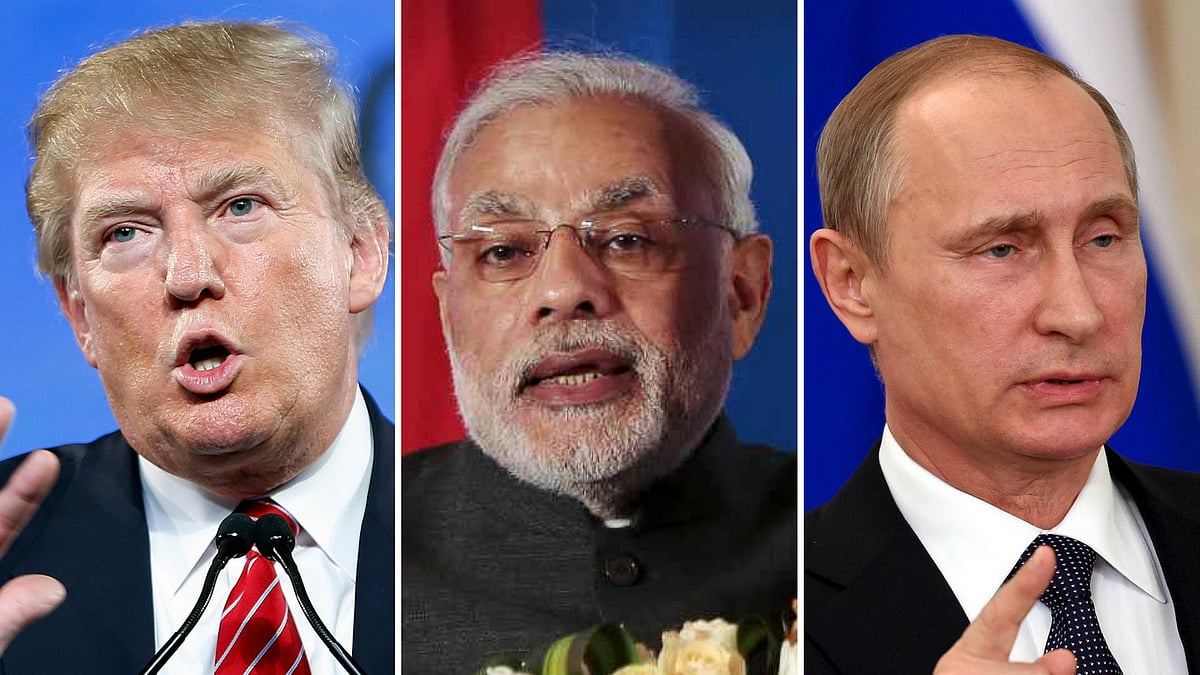 (L-R) Donald Trump, Narendra Modi and Vladimir Putin 