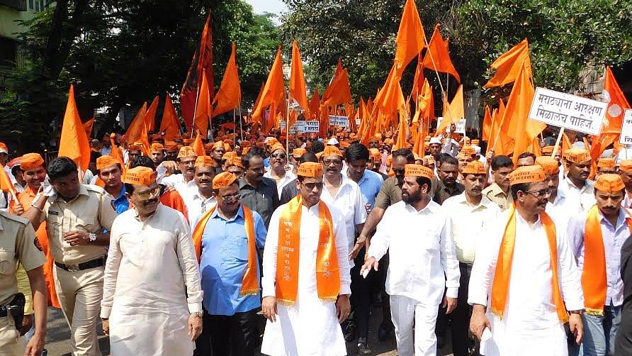 Maratha groups protest in Maharashtra for reservation in government jobs and education. 