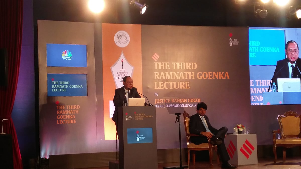 Justice Gogoi delivers the third Ramnath Goenka Lecture at Teen Murti Bhavan, New Delhi
