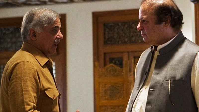 Former Pakistan Prime Minister Nawaz Sharif (right) with brother and PML-N leader Shehbaz Sharif (left). 