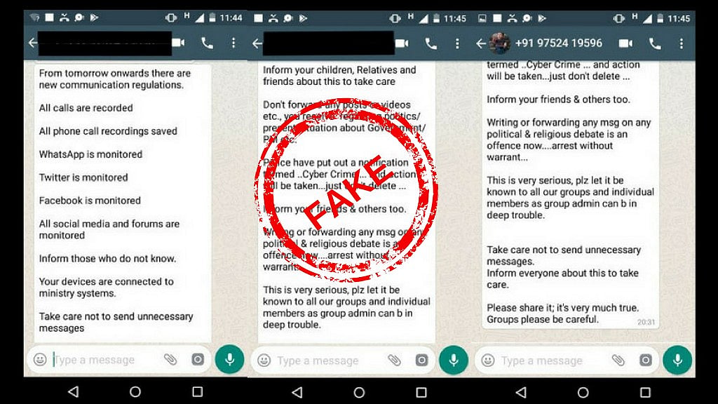 (Photo Courtesy: <a href="https://www.boomlive.in/govt-snooping-on-whatsapp-rumours-from-2015-go-viral-once-again/">BOOM Live</a>/Altered by <b>The Quint</b>)
