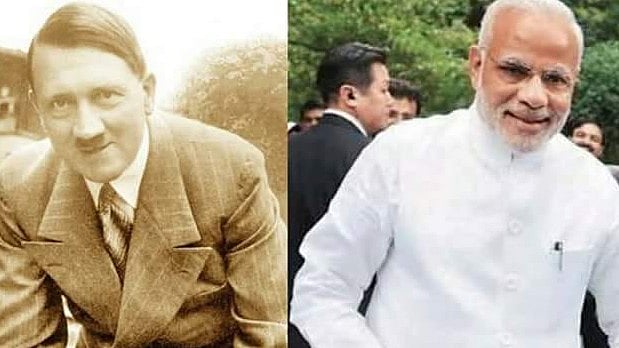 The “similar” image of Hitler and Modi posing with a child, is photoshopped. 