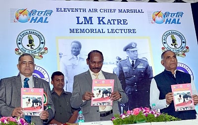 Bengaluru: Indian Space Research Organisation (ISRO) Chairman Kailasavadivoo Sivan and Air Marshal P.P. Rajkumar during L M Katre memorial lecture, in Bengaluru on July 7, 2018. (Photo: IANS)