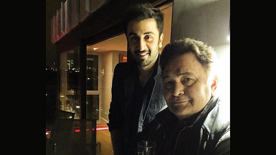 Ranbir Kapoor with dad Rishi Kapoor. 