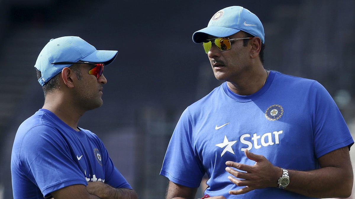 File photo of Ravi Shastri and MS Dhoni.