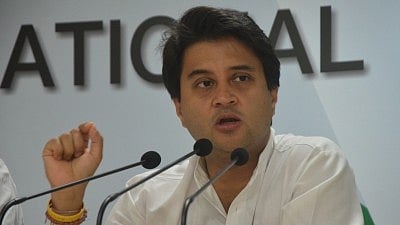 File photo of Congress leader Jyotiraditya Scindia, who told off reporters for sensationalising Rahul Gandhi’s wink in Parliament.&nbsp;