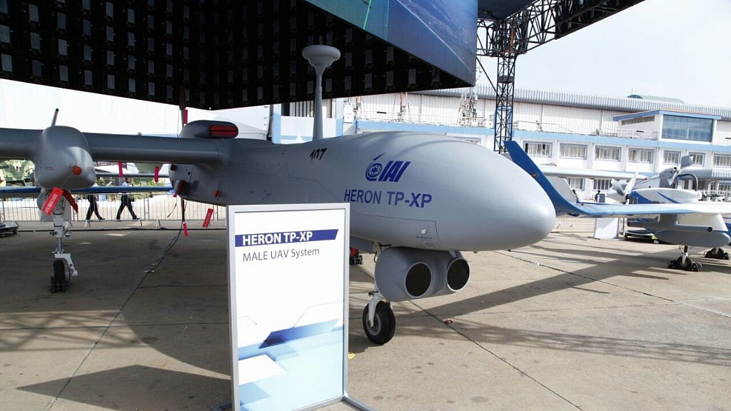 An Israel Aerospace Industries drone at presentation in AeroIndia 2017.