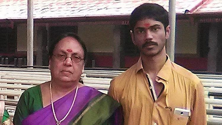 Rishikesh Ganga (R) with his grandmother. 
