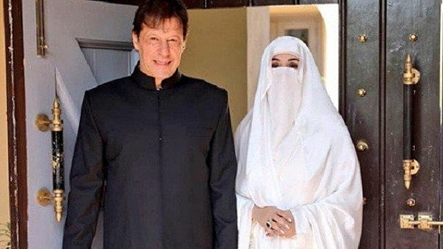 Pak PM Imran Khan with his wife Bushra Khan. 