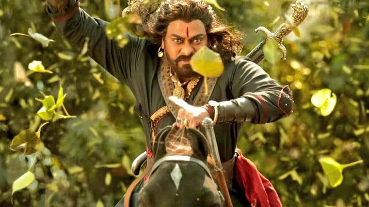 Chiranjeevi in a still from<i> </i><i>Sye raa Narasimha Reddy</i>.