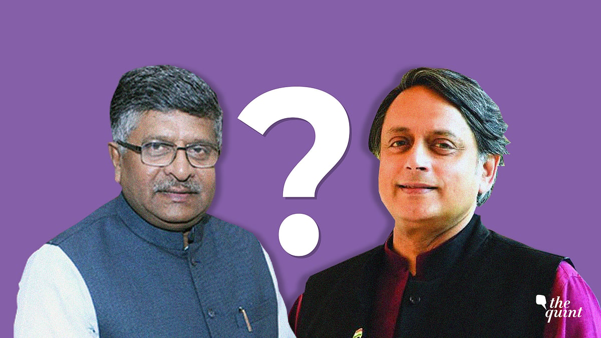 Minister of Law &amp; Justice Ravi Shankar Prasad (L) and MP Dr Shashi Tharoor (R)