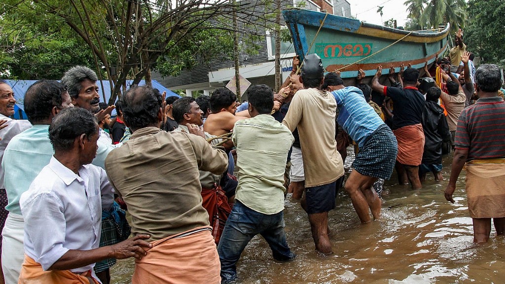 Rescue operations on fishing boats in Kerala.