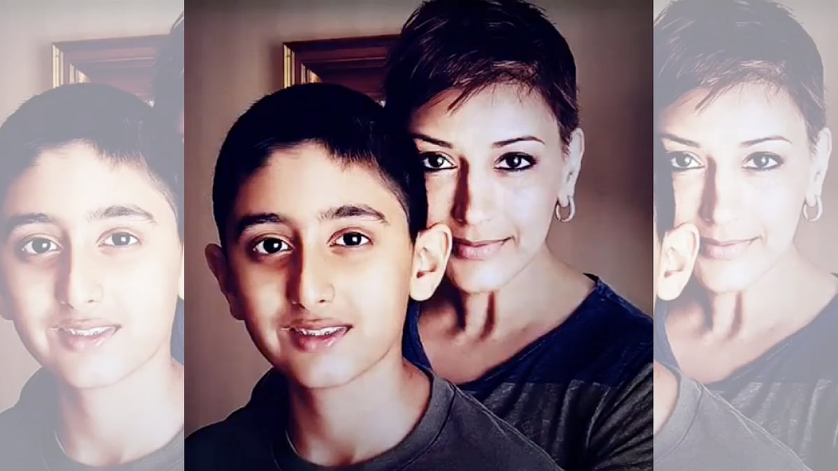 Sonali Bendre with son Ranveer.