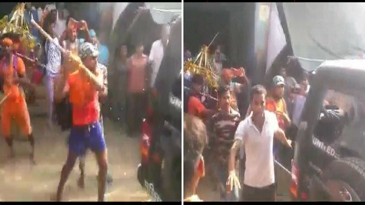 Kanwar yatris vandalise UP Police car in Bulandshahr.