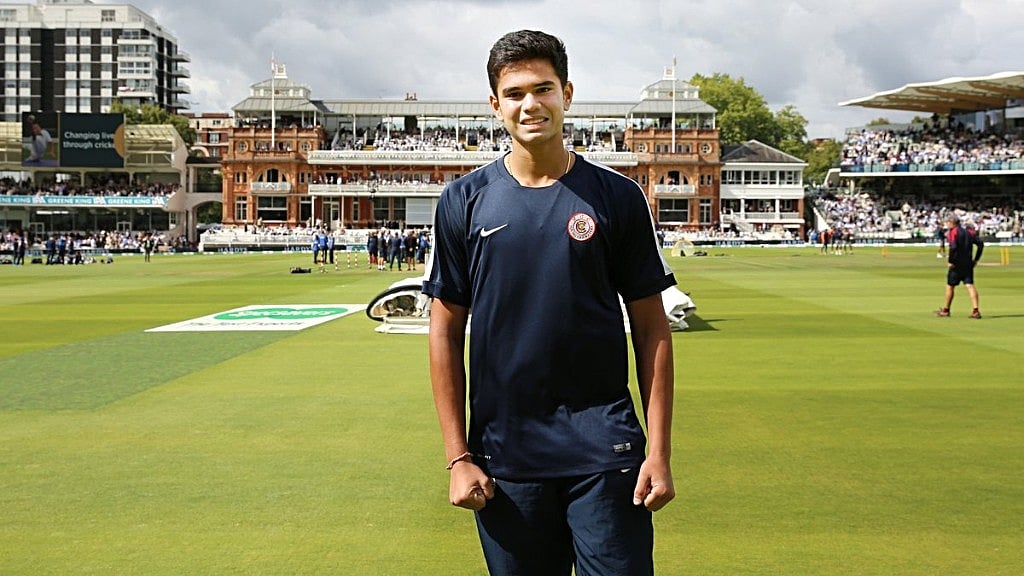 Arjun was there on the ground helping the groundsmen to get the ground ready for play during the first session of play