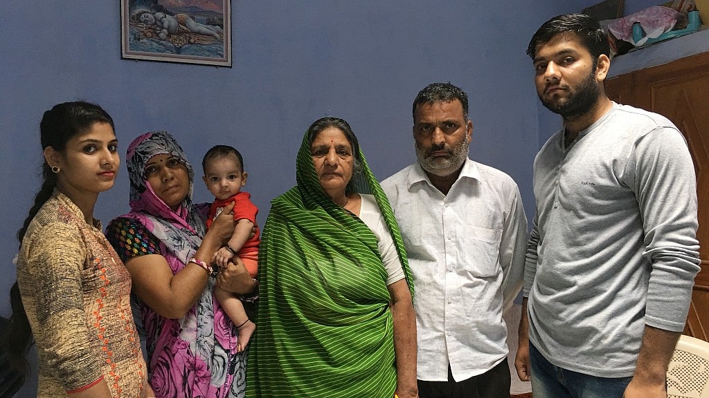 Gajanand Sharma’s family: his wife Makhni Devi (3rd from right), his younger son Mukesh Sharma (second from right), grandson Abhijeet (extreme right).