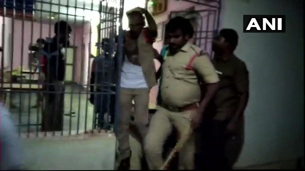 A sub inspector and a constable belonging to the state police were beaten up inside their own police station in Nellore district by a group of angry locals. 