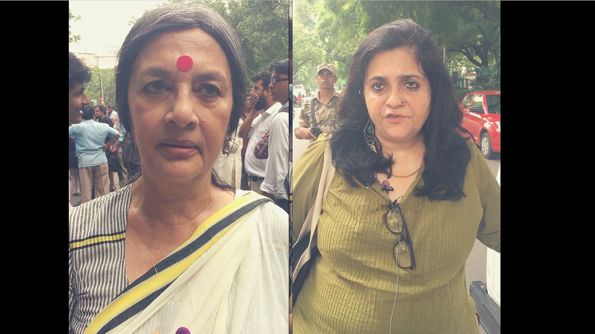Communist Party of India (M) leader Brinda Karat and civil rights activist and journalist Teesta Setalvad.