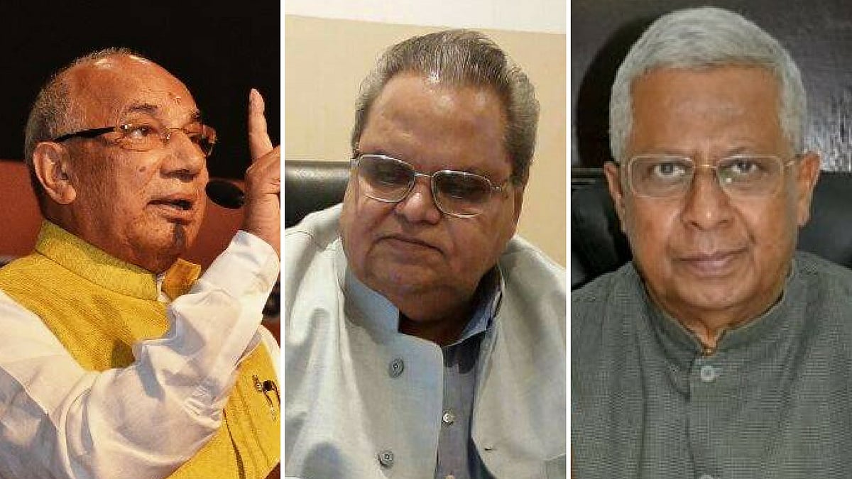 From left to right: Kaptan Singh Solanki, Satya Pal Malik and Tathagata Roy. 