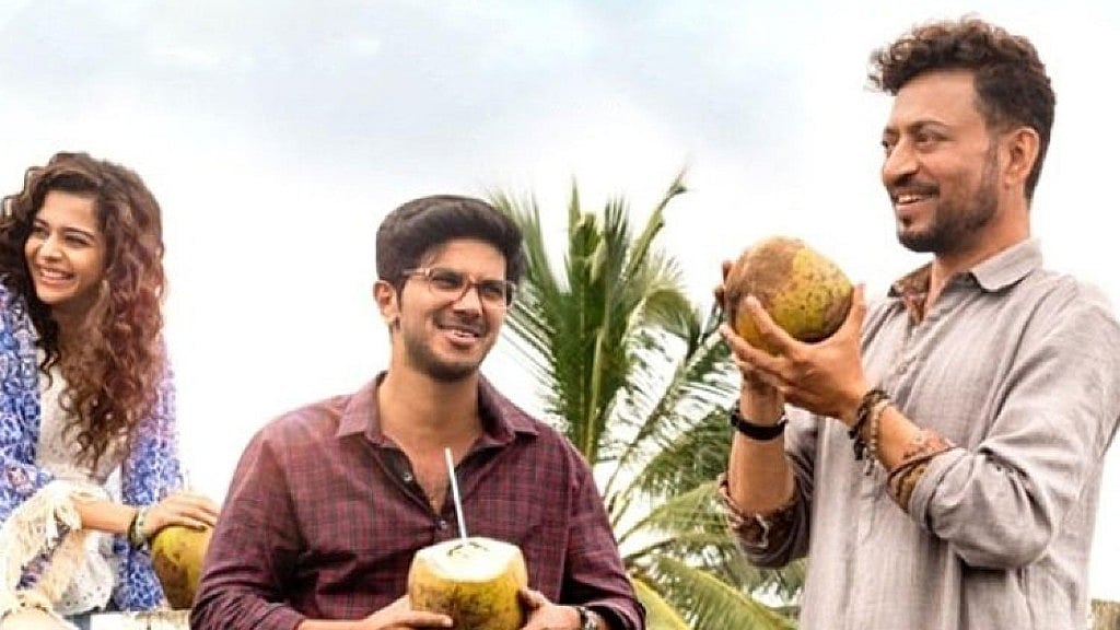 Mithila Palkar, Dulquer Salmaan and Irrfan Khan in a still from <i>Karwaan</i>.