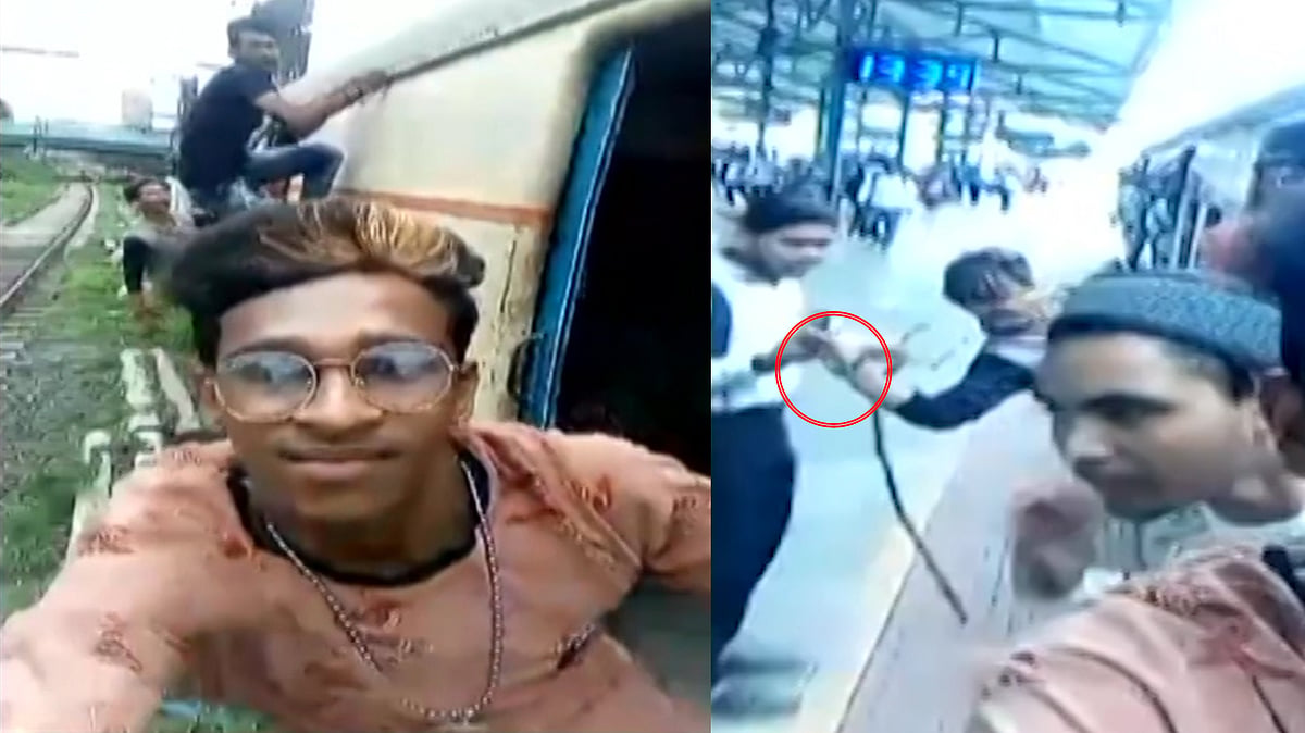 Video of three boys enjoying themselves on the Mumbai local and performing life-risking stunts is going viral.