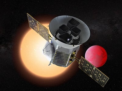 Illustration of the Transiting Exoplanet Survey Satellite (TESS) in front of a lava planet orbiting its host star. TESS will identify thousands of potential new planets for further study and observation. (Photo: NASA)