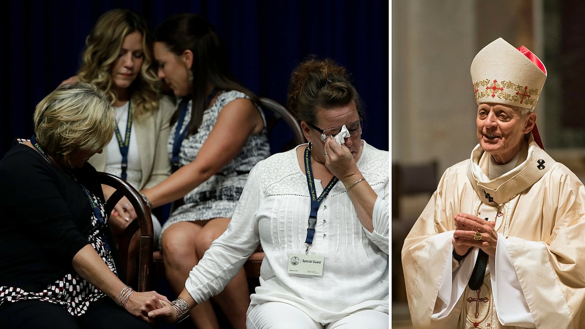 Cardinal Donald Wuerl (R), Archbishop of Washington, conducts Mass at St Mathews Cathedral.