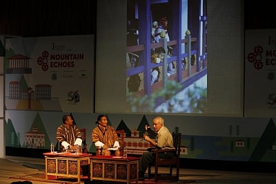(L-R) Tshering Tashi, Karma Singye Dorji and Daniel C Taylor at the session