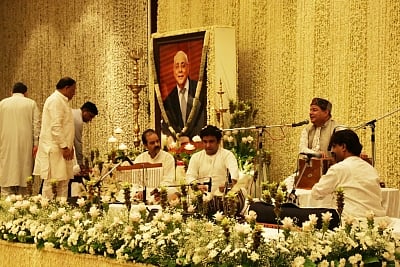 New Delhi: Singer Anup Jalota at the condolence meet of business tycoon Rajan Nanda in New Delhi, on Aug 7, 2018. (Photo: Amlan Paliwal/IANS)
