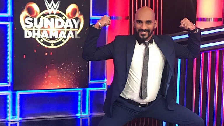 Sahil Khattar as an anchor of <i>WWE Sunday Dhamaal.</i>