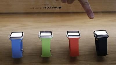A customer checks out the Apple Watch in Madrid.