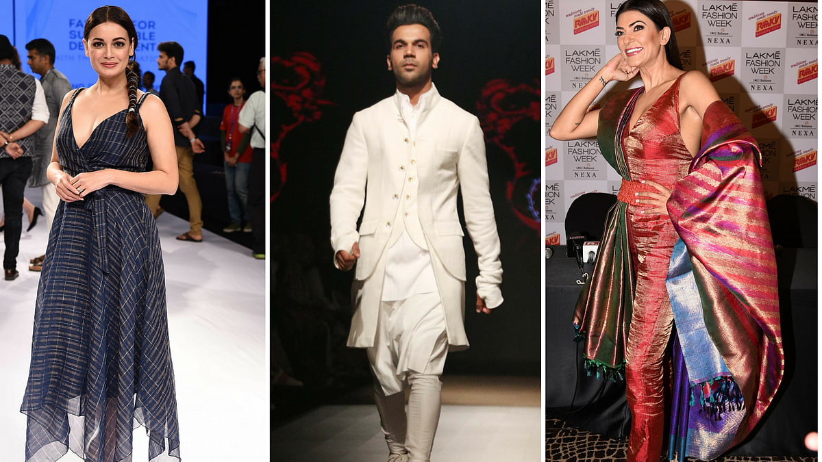 Dia Mirza, Rajkummar Rao and Sushmita Sen at the Lakme Fashion Week 2018 Winter/Festive edition. 