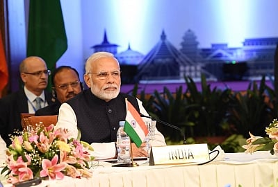 Kathmandu: Prime Minister Narendra Modi at the signing ceremony of BIMSTEC convention, adoption of Kathmandu declaration, in Nepal, on Aug 31, 2018. (Photo: IANS/PIB)