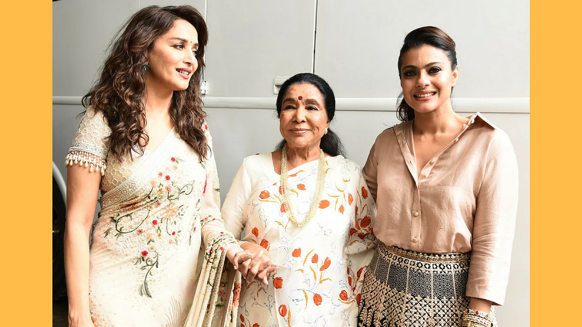 Mahduri Dixit, Asha Bhosle and Kajol met for the shooting of <i>Dance Deewane</i>.