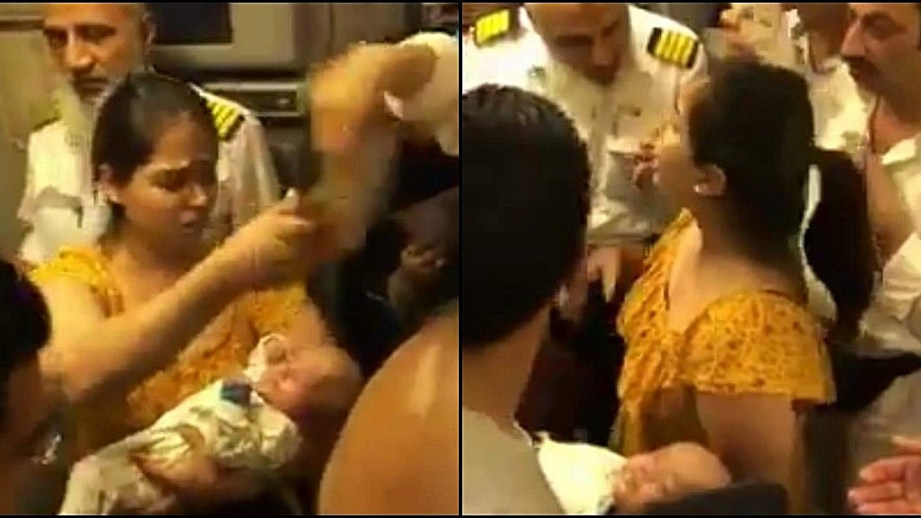 A distressed mother can be seen pleading with the PIA staff to open the door for her baby who was experiencing breathlessness.