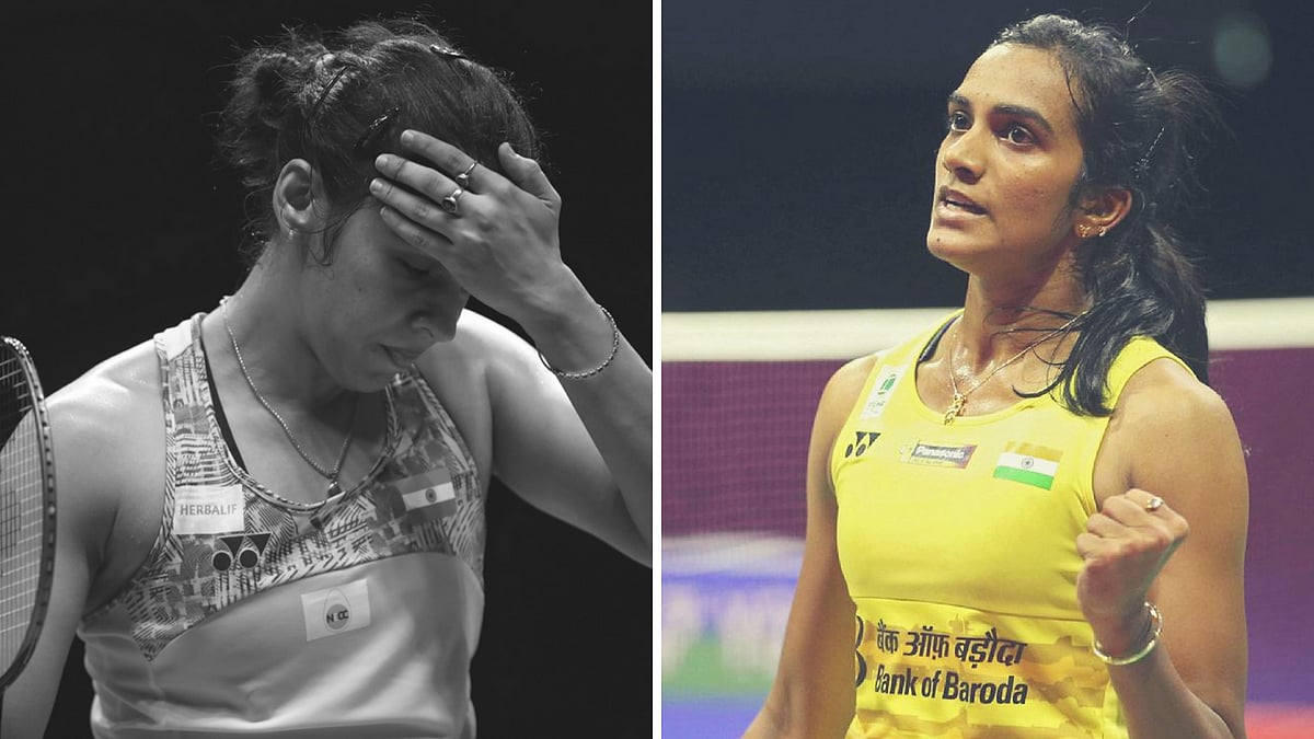 While PV Sindhu (right) got the better off Okuhara, Saina Nehwal lost to Carolina Marin. 
