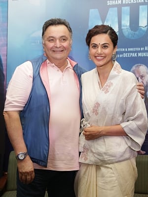 New Delhi: Actors Rishi Kapoor and Taapsee Pannu at the promotion of their upcoming film "Mulk" in New Delhi on July 23, 2018.(Photo: Amlan Paliwal/IANS)